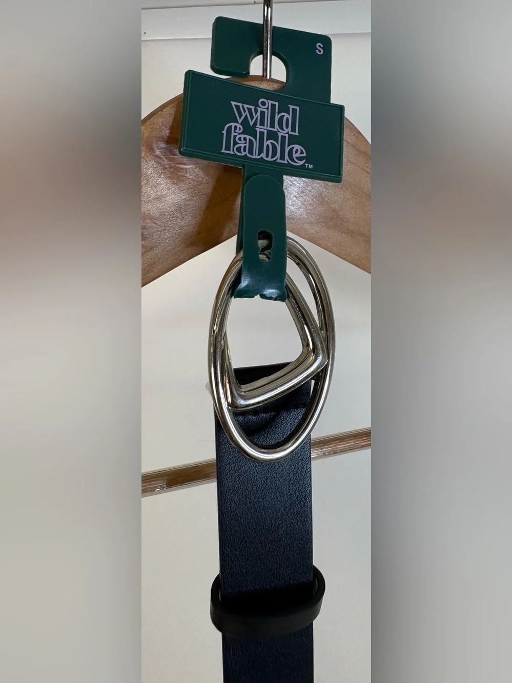 NWT - wild Fable - Black vegan Leather Belt with Silver Buckle Sz Small